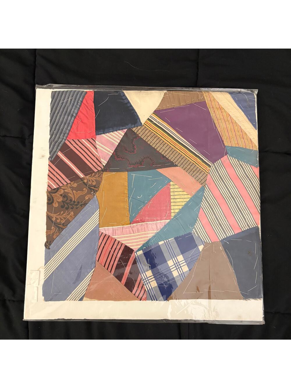 Antique Crazy Quilt Squares Set of Three Handmade Great For Repurpose Upcycle